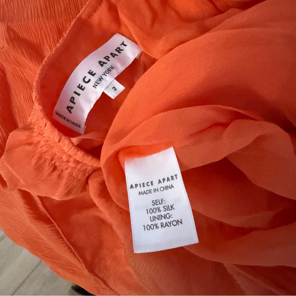 Anthropologie Apiece Apart 100% Silk Ruffled
Tiered Mini Dress Summer Top Coral - Picture 9 of 9